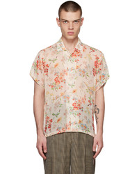 Chemise à manches longues en soie à fleurs multicolore Bode