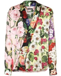 Chemise à manches longues en soie à fleurs multicolore Dolce & Gabbana