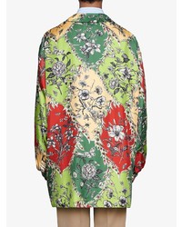 Chemise à manches longues en soie à fleurs multicolore Gucci