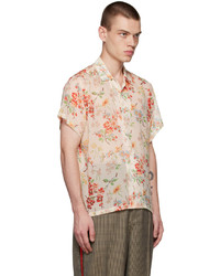 Chemise à manches longues en soie à fleurs multicolore Bode