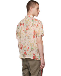 Chemise à manches longues en soie à fleurs multicolore Bode