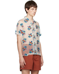 Chemise à manches longues en soie à fleurs multicolore Bode