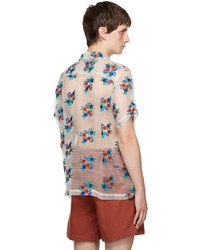 Chemise à manches longues en soie à fleurs multicolore Bode