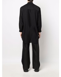 Chemise à manches longues en soie à fleurs noire Yohji Yamamoto