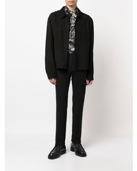 Chemise à manches longues en soie à fleurs noire Etro