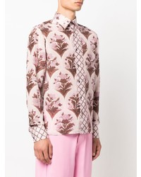 Chemise à manches longues en soie à fleurs rose 73 London