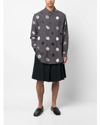 Chemise à manches longues en soie á pois gris foncé Yohji Yamamoto