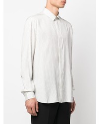 Chemise à manches longues en soie à rayures verticales blanche Saint Laurent