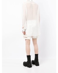 Chemise à manches longues en soie blanche Rick Owens