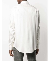 Chemise à manches longues en soie blanche Alexander McQueen