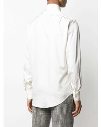 Chemise à manches longues en soie blanche Alexander McQueen