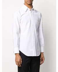 Chemise à manches longues en soie blanche Thom Browne