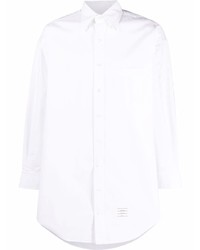 Chemise à manches longues en soie blanche Thom Browne