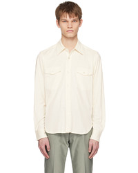 Chemise à manches longues en soie blanche Tom Ford