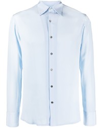 Chemise à manches longues en soie bleu clair 73 London