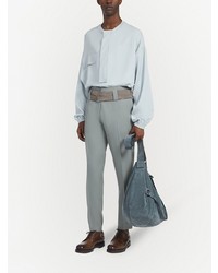 Chemise à manches longues en soie bleu clair Ermenegildo Zegna