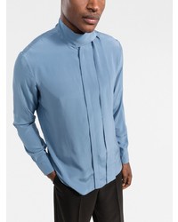 Chemise à manches longues en soie bleu clair Valentino