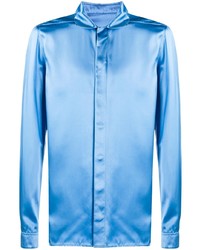 Chemise à manches longues en soie bleu clair Rick Owens