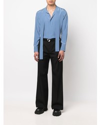 Chemise à manches longues en soie bleu clair Valentino