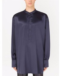 Chemise à manches longues en soie bleu marine Dolce & Gabbana