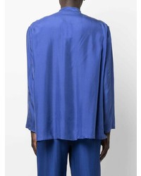 Chemise à manches longues en soie bleue Emporio Armani