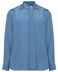 Chemise à manches longues en soie bleue Valentino