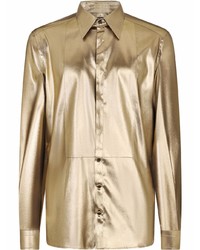 Chemise à manches longues en soie dorée Dolce & Gabbana