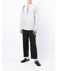 Chemise à manches longues en soie grise Giorgio Armani