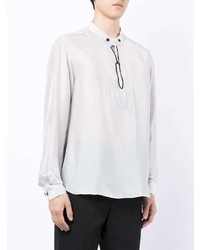 Chemise à manches longues en soie grise Giorgio Armani