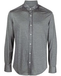 Chemise à manches longues en soie grise Brunello Cucinelli