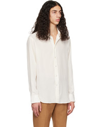Chemise à manches longues en soie imprimée blanche Tom Ford