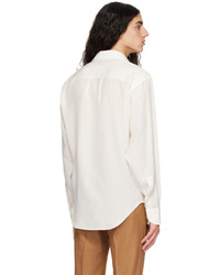 Chemise à manches longues en soie imprimée blanche Tom Ford