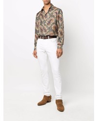 Chemise à manches longues en soie imprimée cachemire multicolore Etro