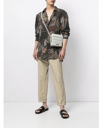 Chemise à manches longues en soie imprimée cachemire noire Etro