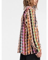 Chemise à manches longues en soie imprimée multicolore Valentino