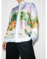 Chemise à manches longues en soie imprimée multicolore Casablanca