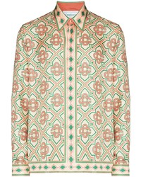 Chemise à manches longues en soie imprimée multicolore Casablanca