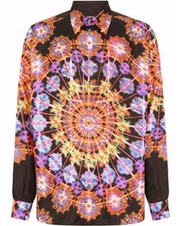 Chemise à manches longues en soie imprimée multicolore Dolce & Gabbana