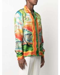 Chemise à manches longues en soie imprimée multicolore Casablanca