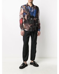 Chemise à manches longues en soie imprimée multicolore Soulland