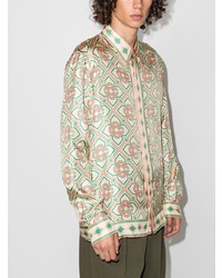 Chemise à manches longues en soie imprimée multicolore Casablanca