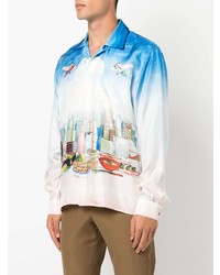 Chemise à manches longues en soie imprimée multicolore Casablanca