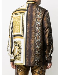 Chemise à manches longues en soie imprimée multicolore Versace