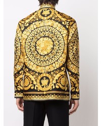 Chemise à manches longues en soie imprimée noire Versace