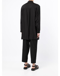 Chemise à manches longues en soie imprimée noire Yohji Yamamoto