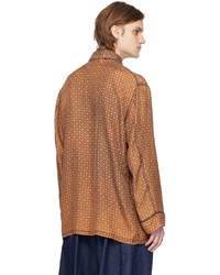 Chemise à manches longues en soie imprimée orange Maison Margiela