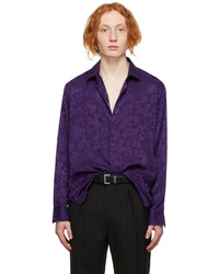 Chemise à manches longues en soie imprimée violette