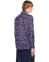 Chemise à manches longues en soie imprimée violette Situationist