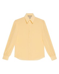 Chemise à manches longues en soie jaune Gucci
