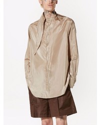 Chemise à manches longues en soie marron clair Valentino